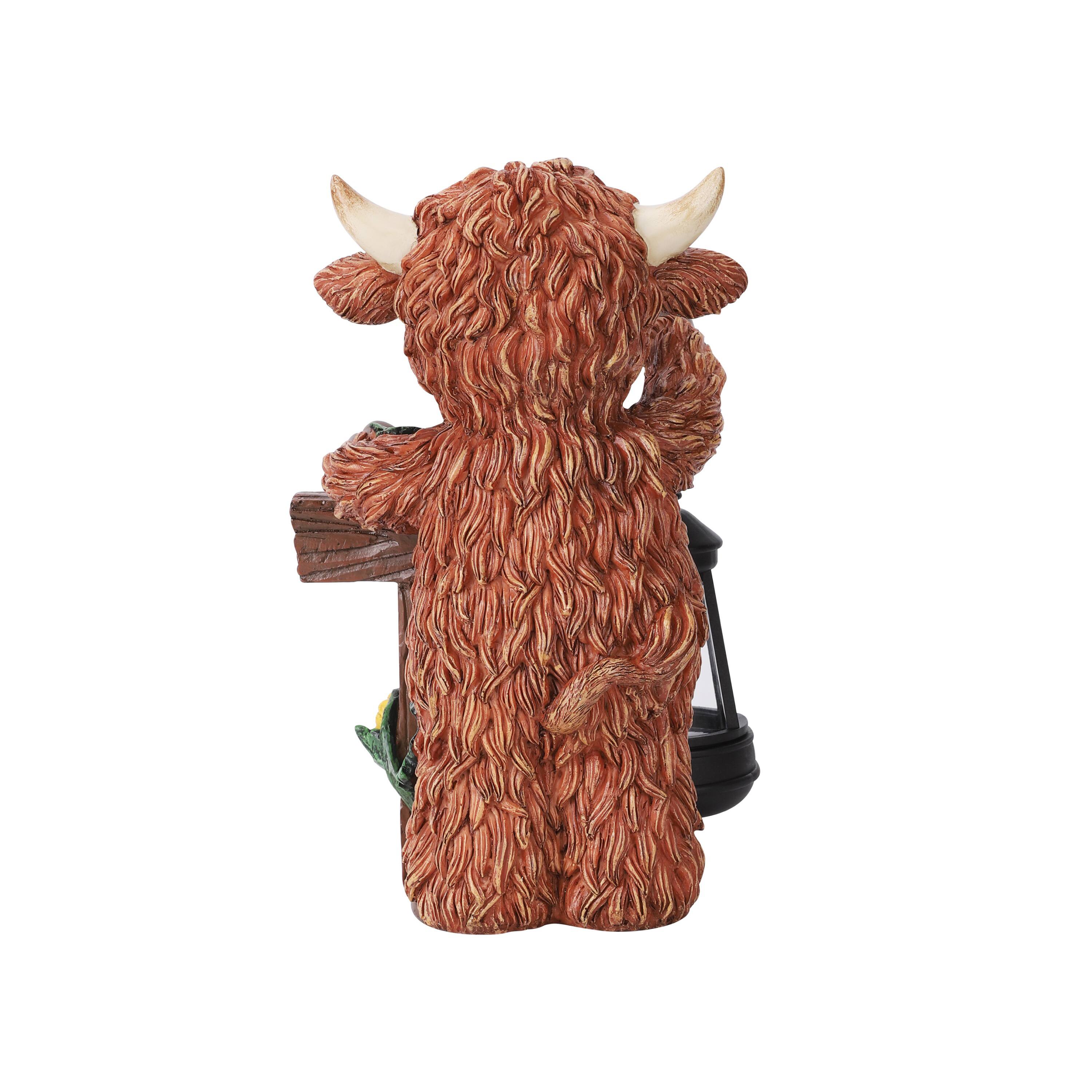 Alt View 5. Techko - Sunny Moo Outdoor Solar Cow Garden Statue with Integrated LED Lantern.