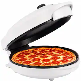 NutriChef - 12.5-Inch Countertop Pizza Maker, Adjustable 260–430°F, Nonstick Multi-Purpose Cooker - White