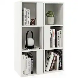 Costway - 2 PCS 3-tier Wood Bookshelf Display Storage Rack for Small Spaces - White