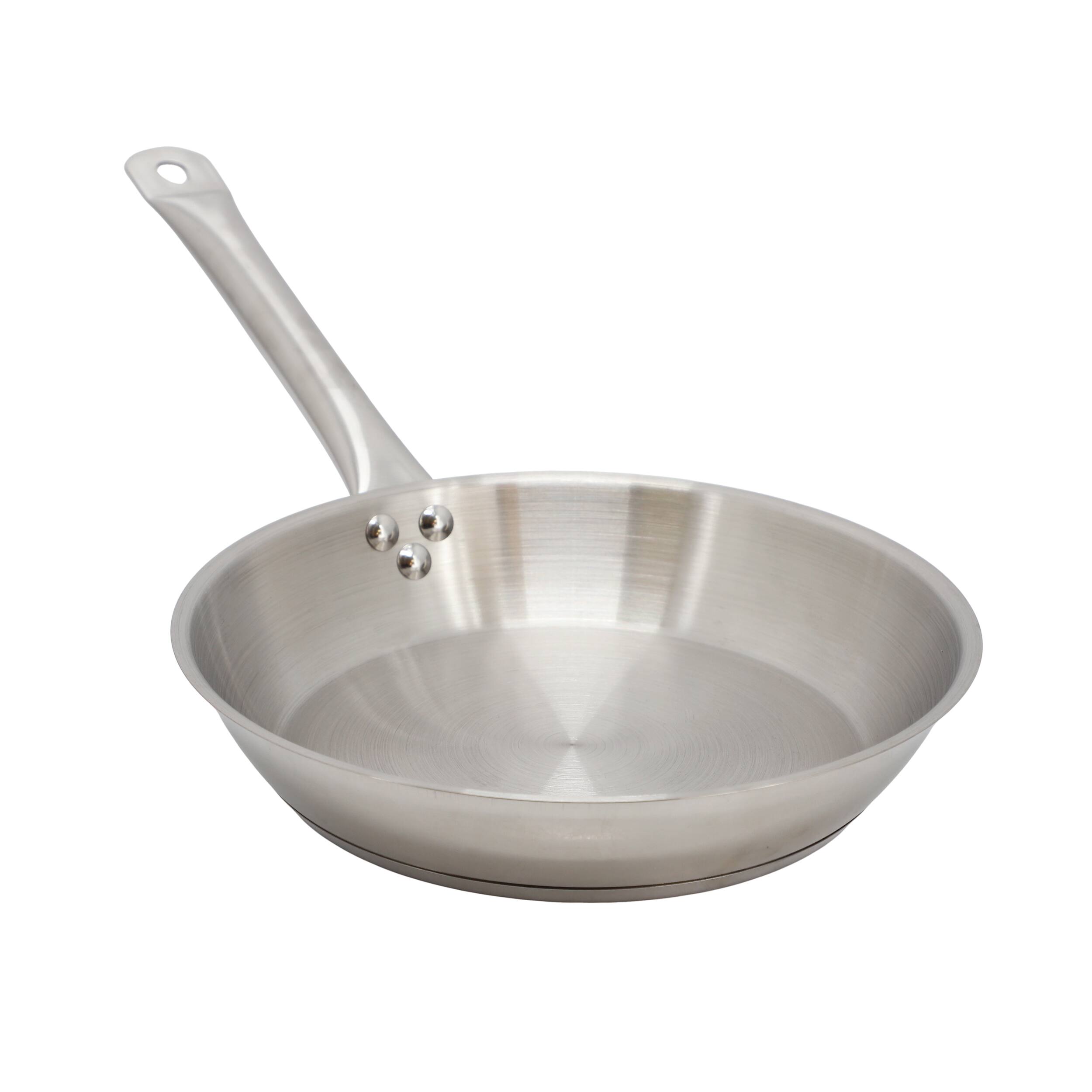 Front. MegaChef - MegaChef  Professional Kitchen 10 Inch Round Stainless Steel Fry Pan in Silver - Silver.