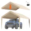 Front. VEVOR - Carport Replacement Canopy Cover 10 x 20 ft, Garage Top Tent Shelter Tarp Heavy-Duty Waterproof & UV Protected - Beige.