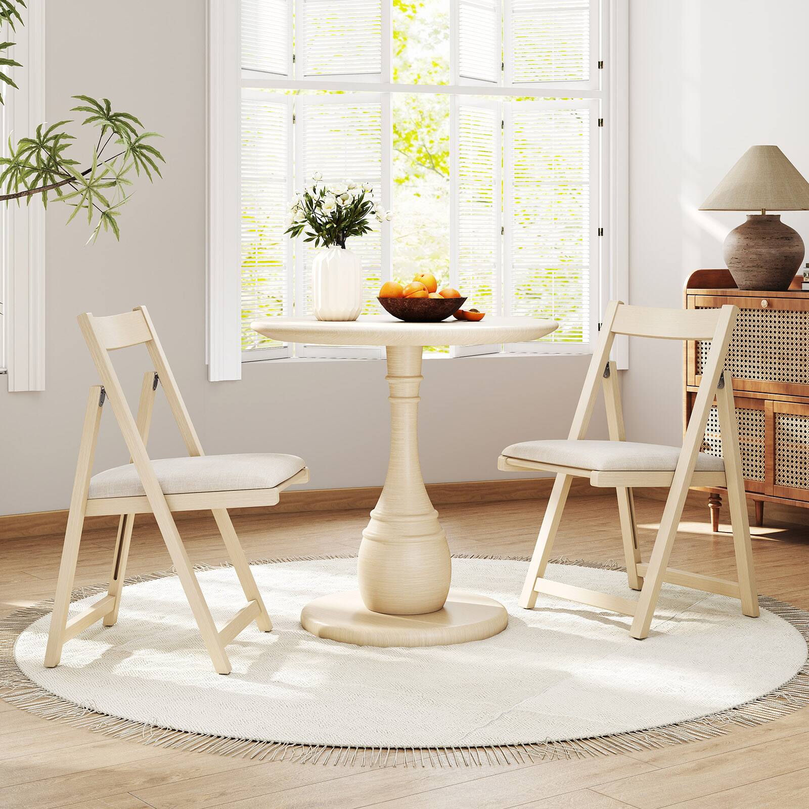 Alt View 3. Gymax - Gymax Upholstered Dining Chair Set of 4 w/ Curved Backrest Rubber Wood Frame Beige - Beige.