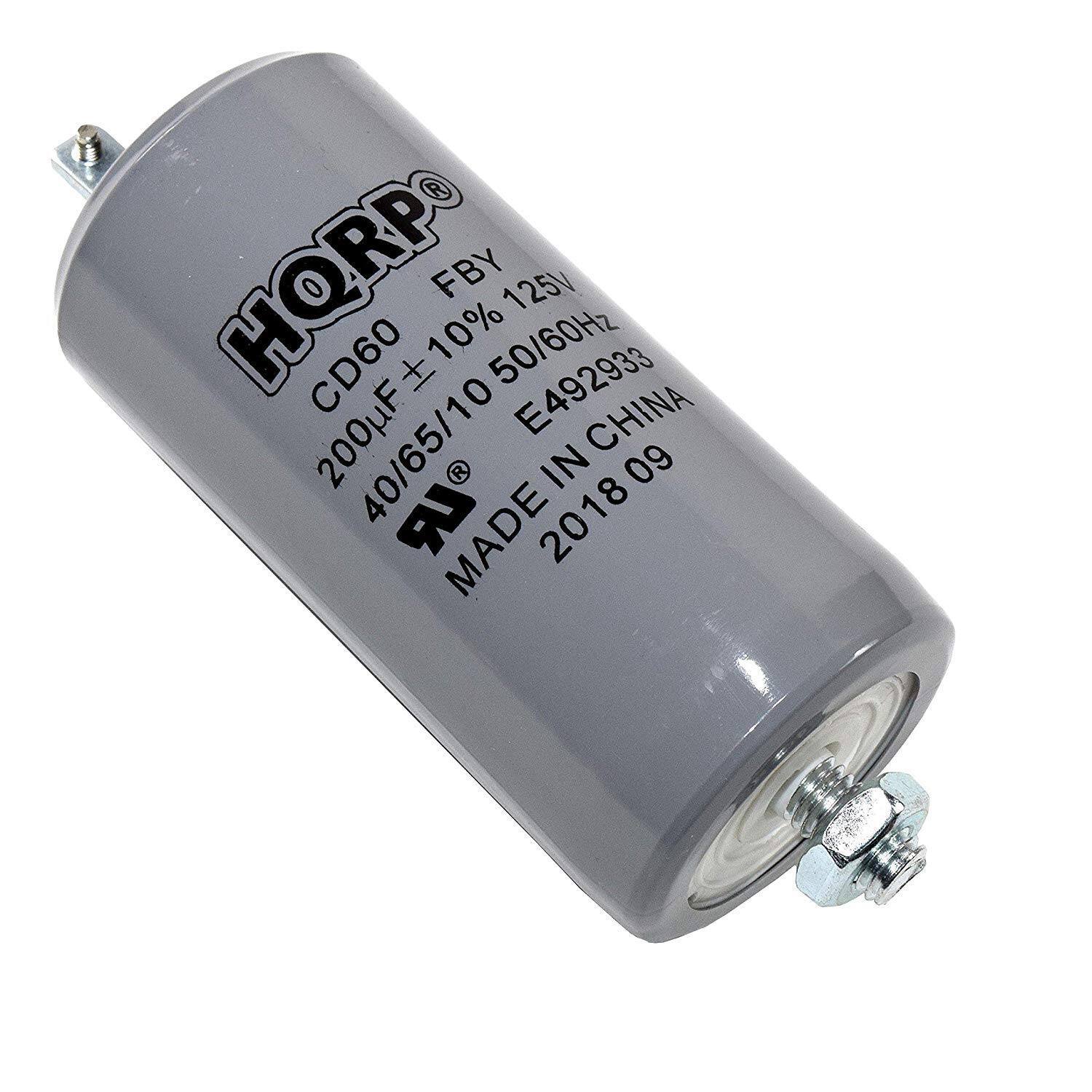 HQRP CD60 FBY  
200µF ±10% 125V 50/60Hz  
40/65/10  
E492933  
MADE IN CHINA  
2018 09