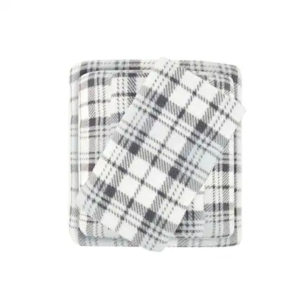 Front. Gracie Mills - Gracie Mills Lenora Microfleece Cozy Sheet Set - Grey Plaid.
