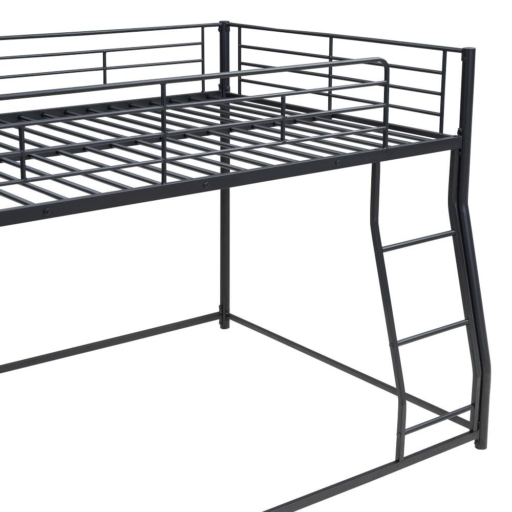 Alt View 4. Loheer - Loheer Full XL Over Queen Bunk Bed Black Metal Floor Bed Frame - Black.