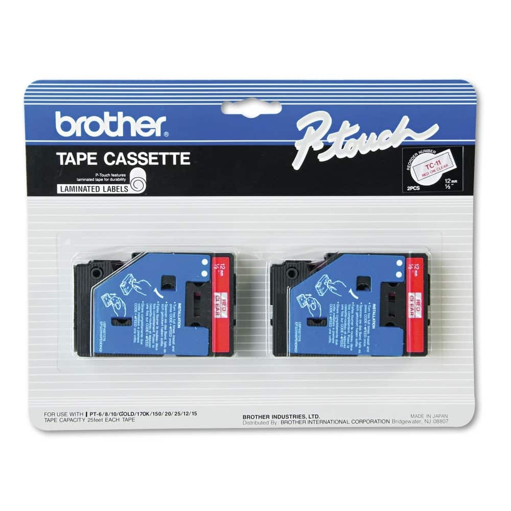 Brother - P-Touch TC11 0.47 in. x 25.2 ft. TC Tape Cartridges for P-Touch Labelers - Red on (2/Pack) - Clear price history on PriceWatchPro