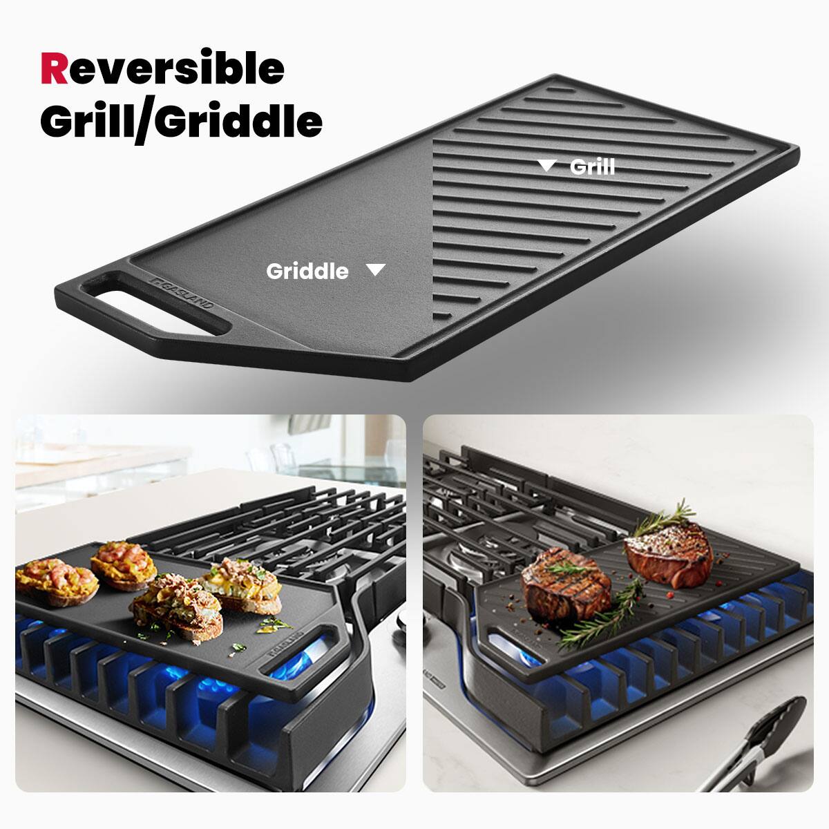 Reversible Grill/Griddle, Grill, Griddle