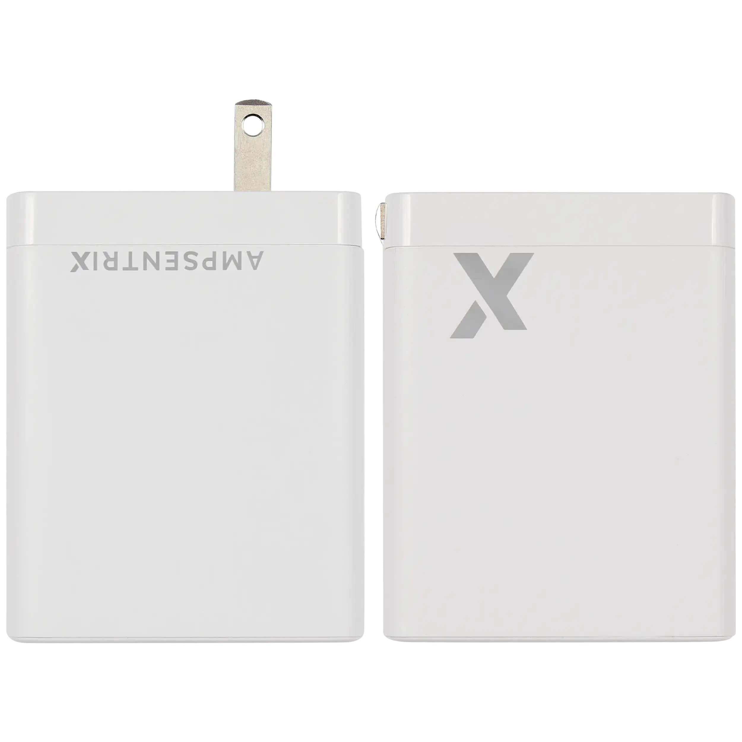 Alt View 1. Ampsentrix - 4 Plug 100W USB Type C And USB Type A Wall Power Adapter.