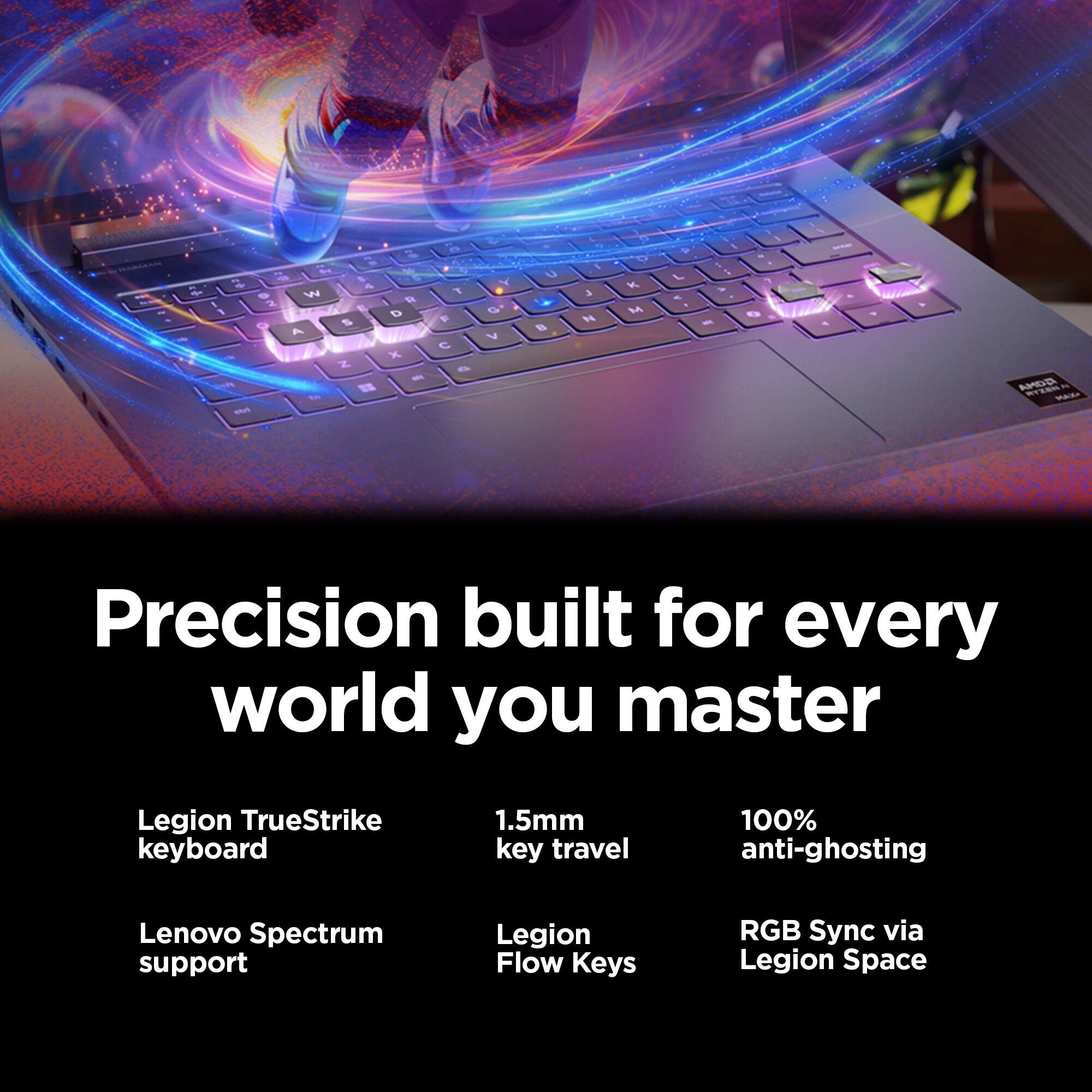 Precision built for every world you master

Legion TrueStrike keyboard
1.5mm key travel
100% anti-ghosting
Lenovo Spectrum support
Legion Flow Keys
RGB Sync via Legion Space