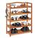 Alt View 17. Costway - 5-Tier Wood Shoe Rack Solid Acacia Wood Shoe Shelf with Side Metal Hooks - Reddish Brown.