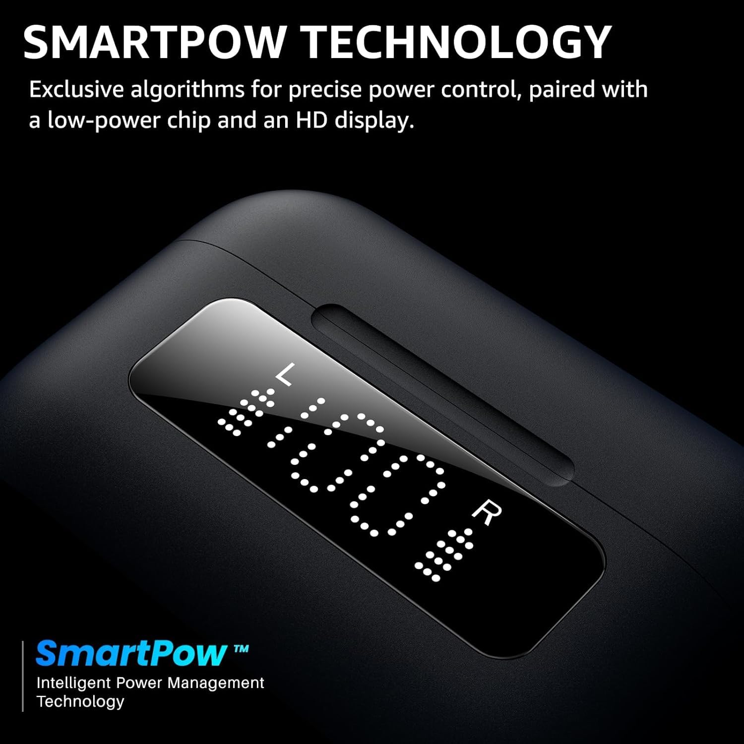 SMARTPOW TECHNOLOGY, Exclusive algorithms for precise power control, paired with a low-power chip and an HD display., L 1001 R, TM SmartPow Intelligent Power Management Technology