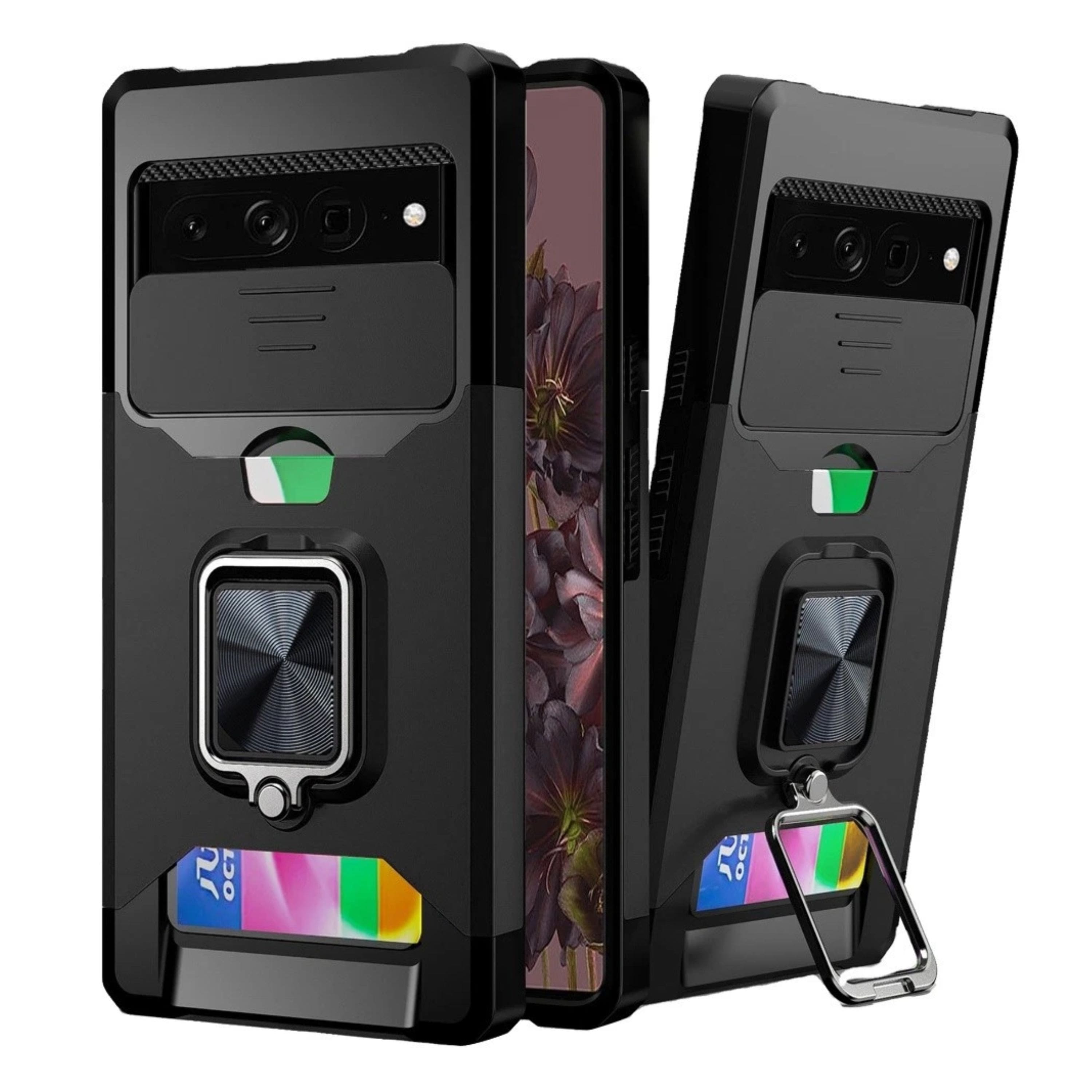 Kitcheniva - Multi-Use Card Magnetic Ring Stand Phone Case For Google Pixel 7 PRO (Triple Camera) - Black price history on PriceWatchPro
