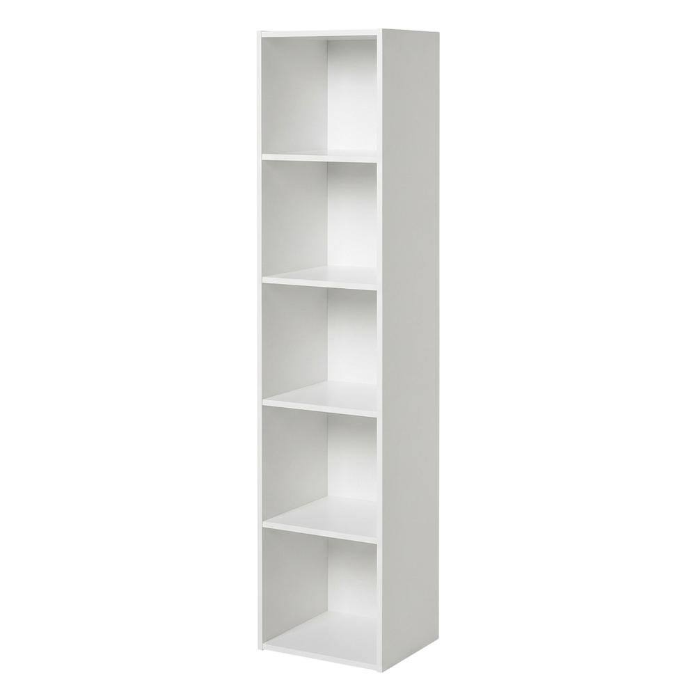 Back. FurniFact - Engineered Wood 5-Tier Open Shelf Closet and Storage Organizer - White.