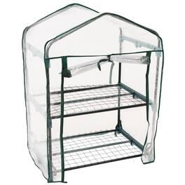 Sunnydaze - 2-Tier Iron PVC Cover Mini Greenhouse and Roll-Up Zipper - Clear