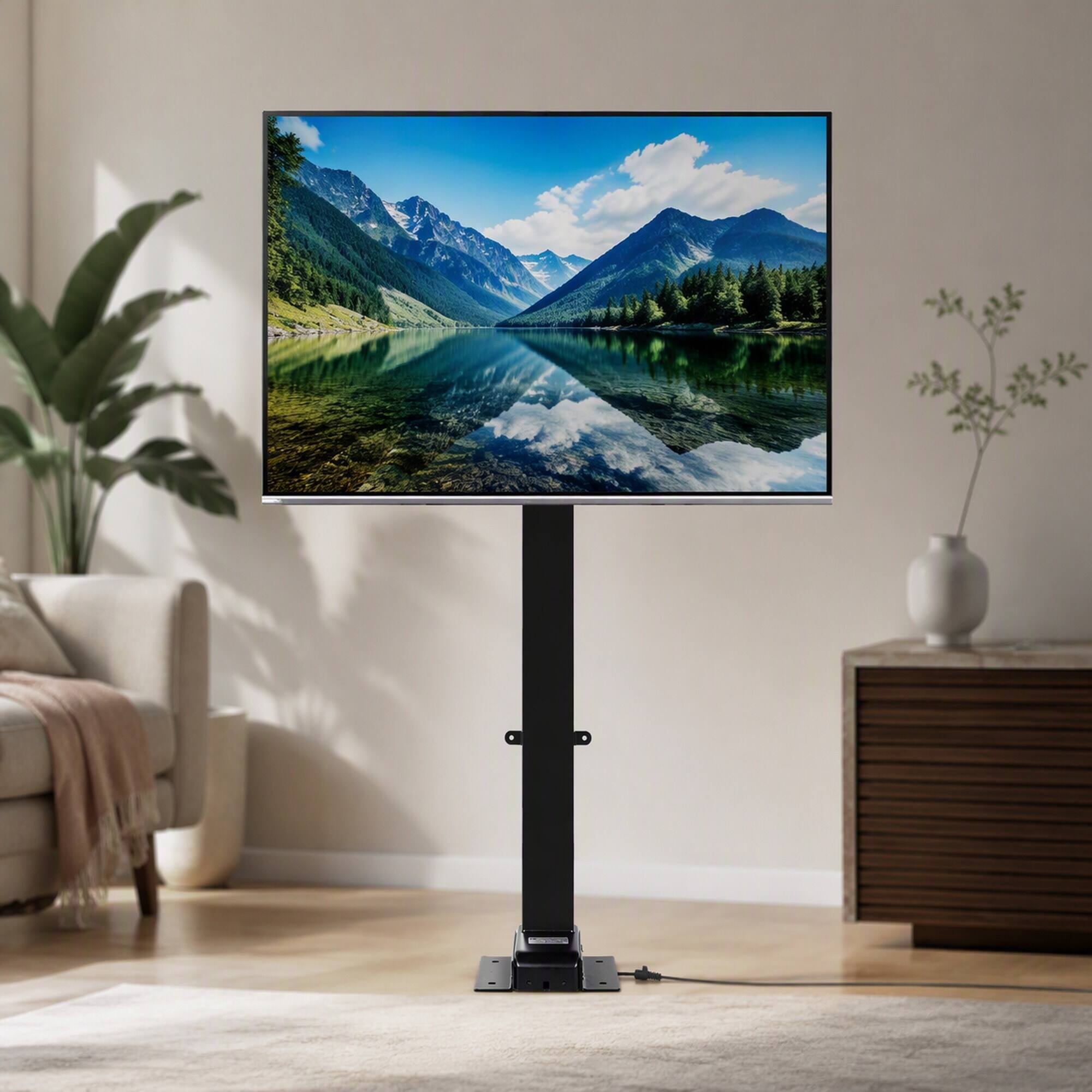Front. RYHNUYNE - Motorized TV Lift Mount, 39.4 Inch Stroke Remote Control Height Stand For 32-70 Inch TVs - Black.