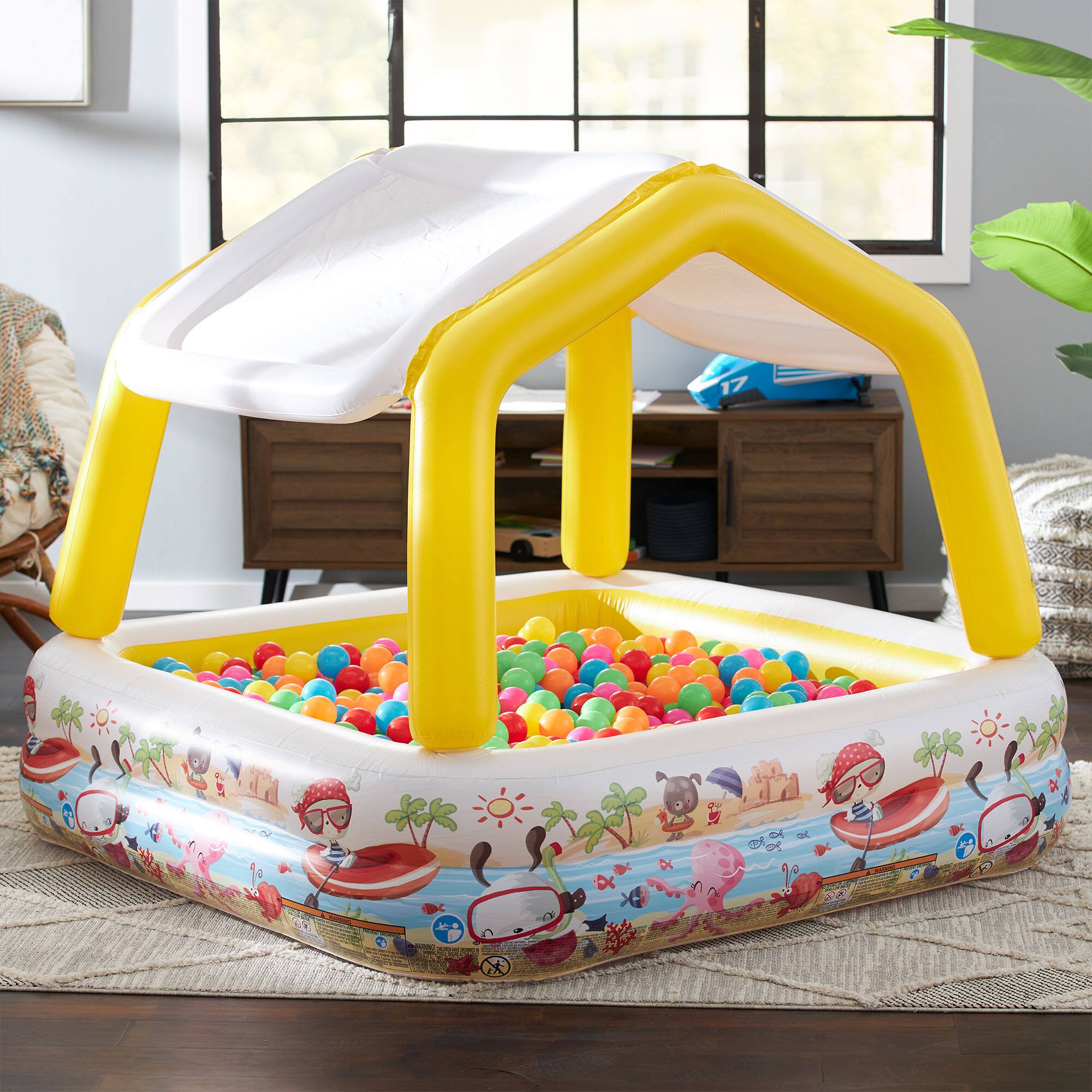 Alt View 4. Intex - Intex Inflatable Sun Shade Kiddie Pool and Multi-Colored Fun Ballz, 100 Pack - Multicolor.