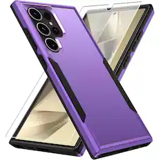 Front. Entronix - Entronix Bundle for Galaxy S23 Ultra - Soft-Touch Dual-Layer Case & 1 Screen Protector - Purple.