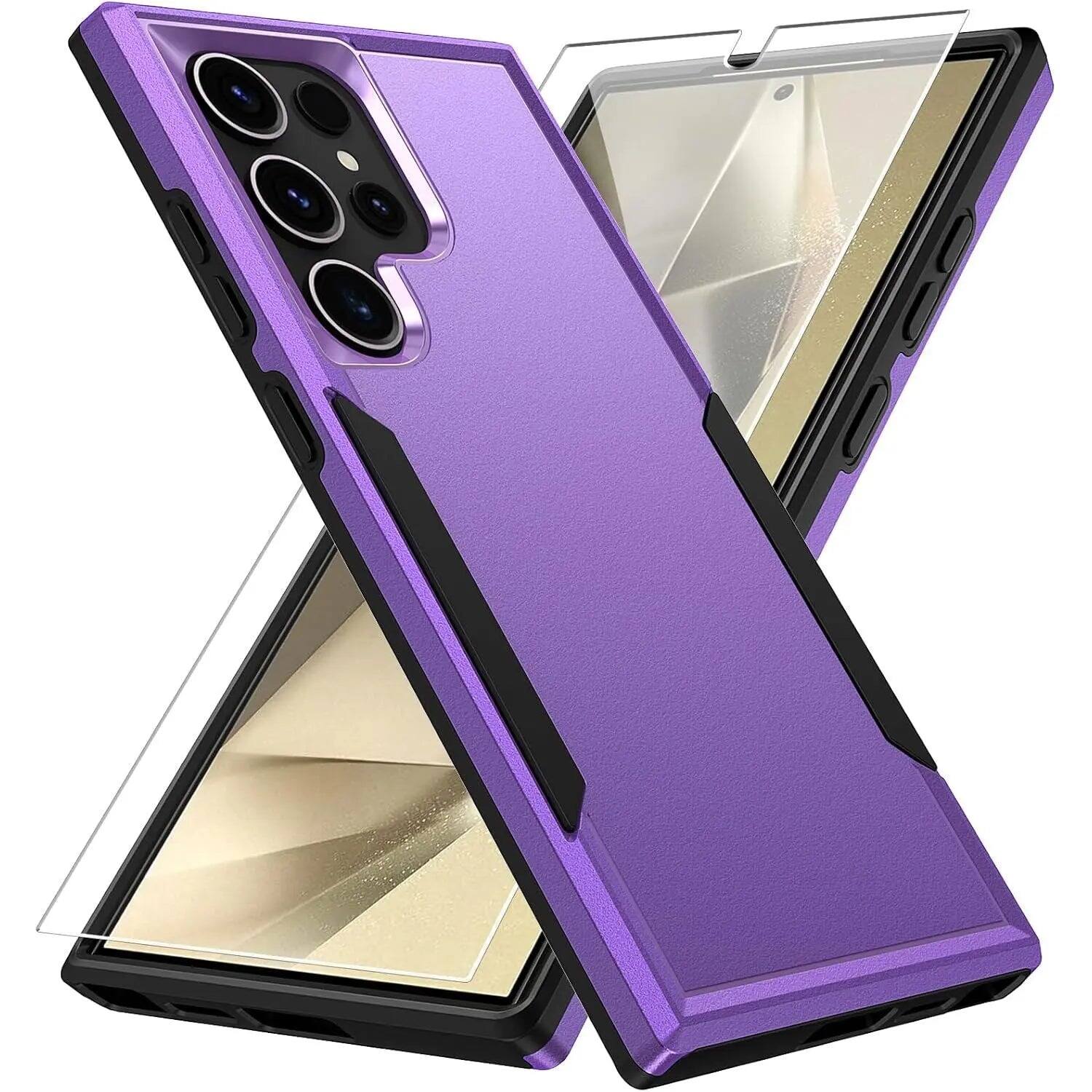 Front. Entronix - Entronix Bundle for Galaxy S23 Ultra - Soft-Touch Dual-Layer Case & 1 Screen Protector - Purple.