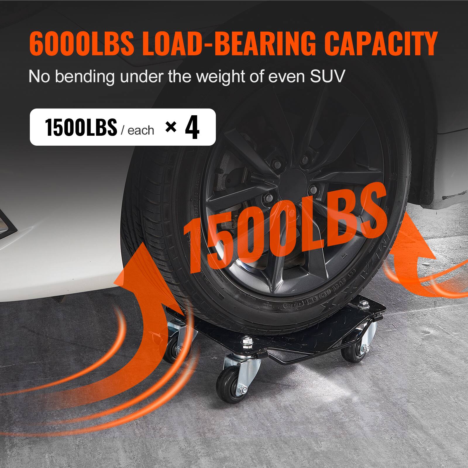 6000LBS LOAD-BEARING CAPACITY  
No bending under the weight of even SUV  
1500LBS / each x 4  
1500LBS