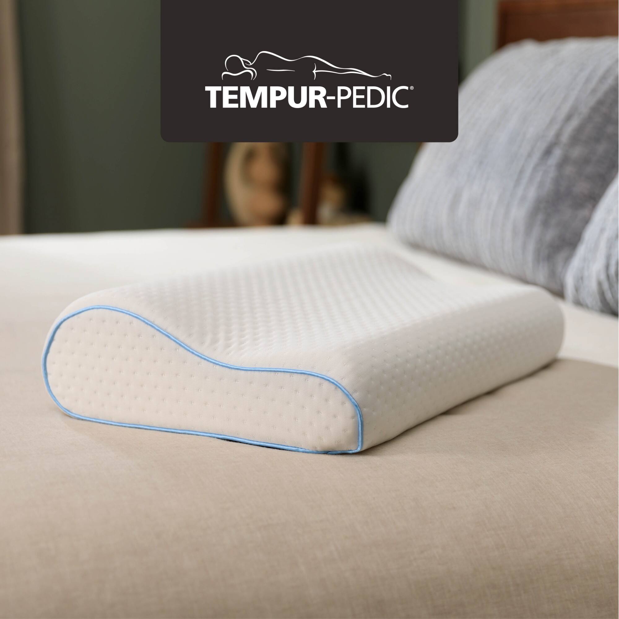 Alt View 2. Tempur-Pedic - TEMPUR-Neck™ + Cooling Pillow, Standard - Medium Profile  - 2-Pack - White.
