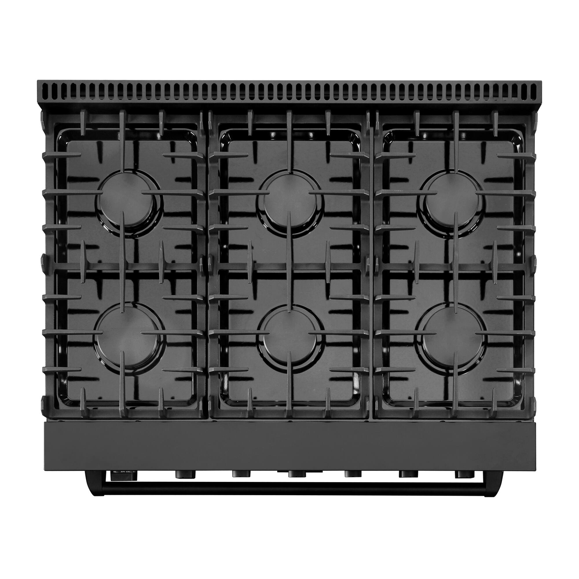 Alt View 8. COSMO - COS-EPGR366-BK 36 in. Haven Collection 6.0 cu. ft. Gas Range, 6 Burners, Convection Oven, Knob LEDs, Storage Drawer - Matte Black.