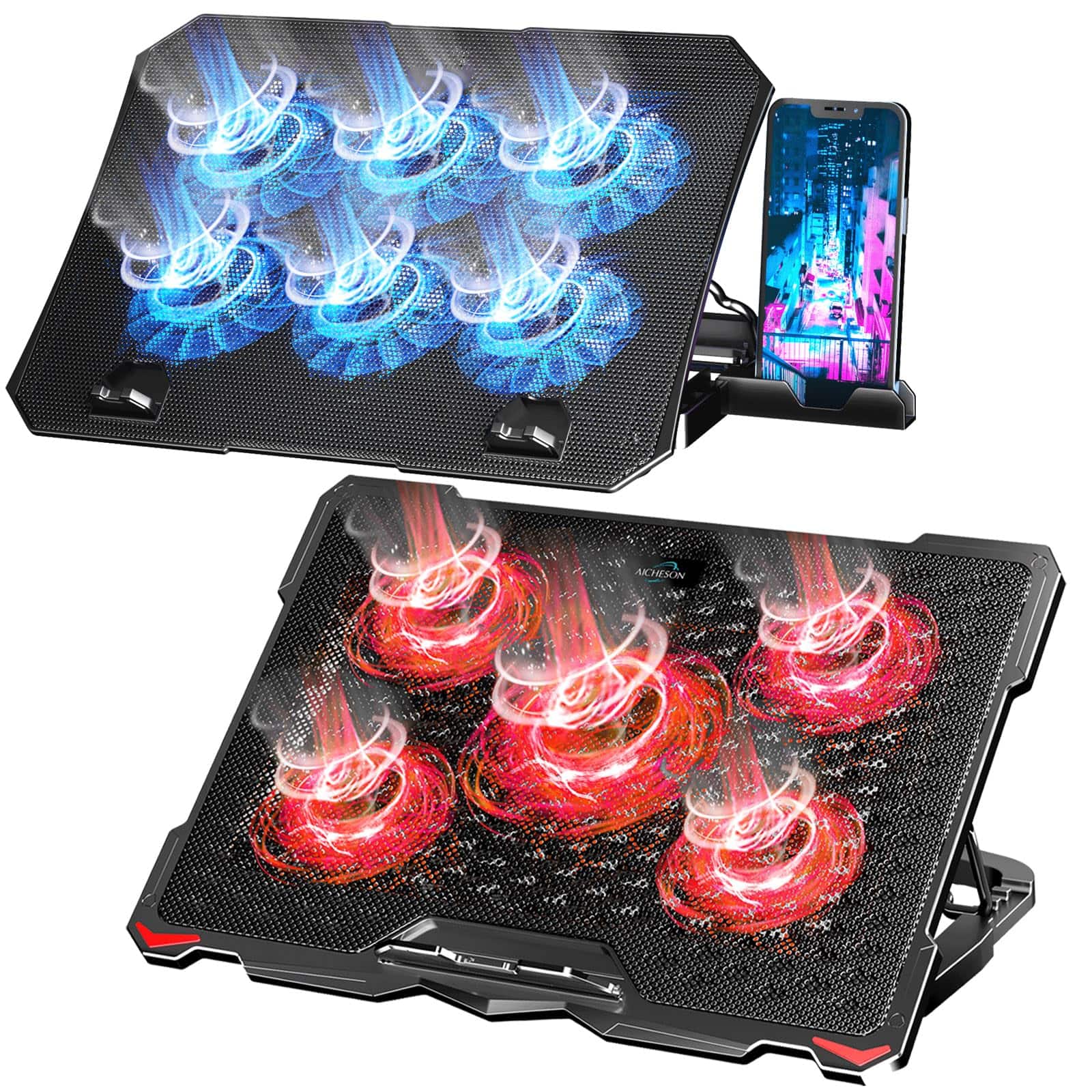 HongFei - S035 Laptop Cooling Pad and Portable Computer Cooler Pad Set - Red