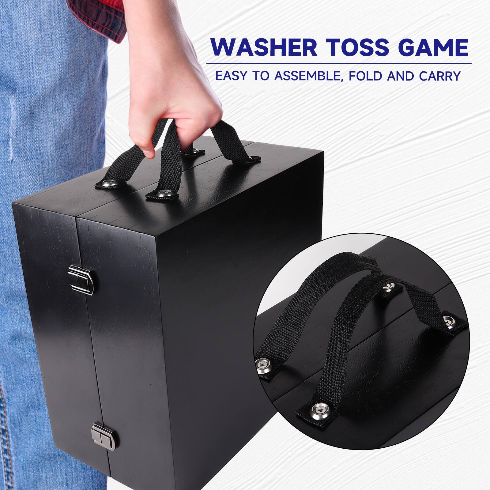 WASHER TOSS GAME  
EASY TO ASSEMBLE, FOLD AND CARRY