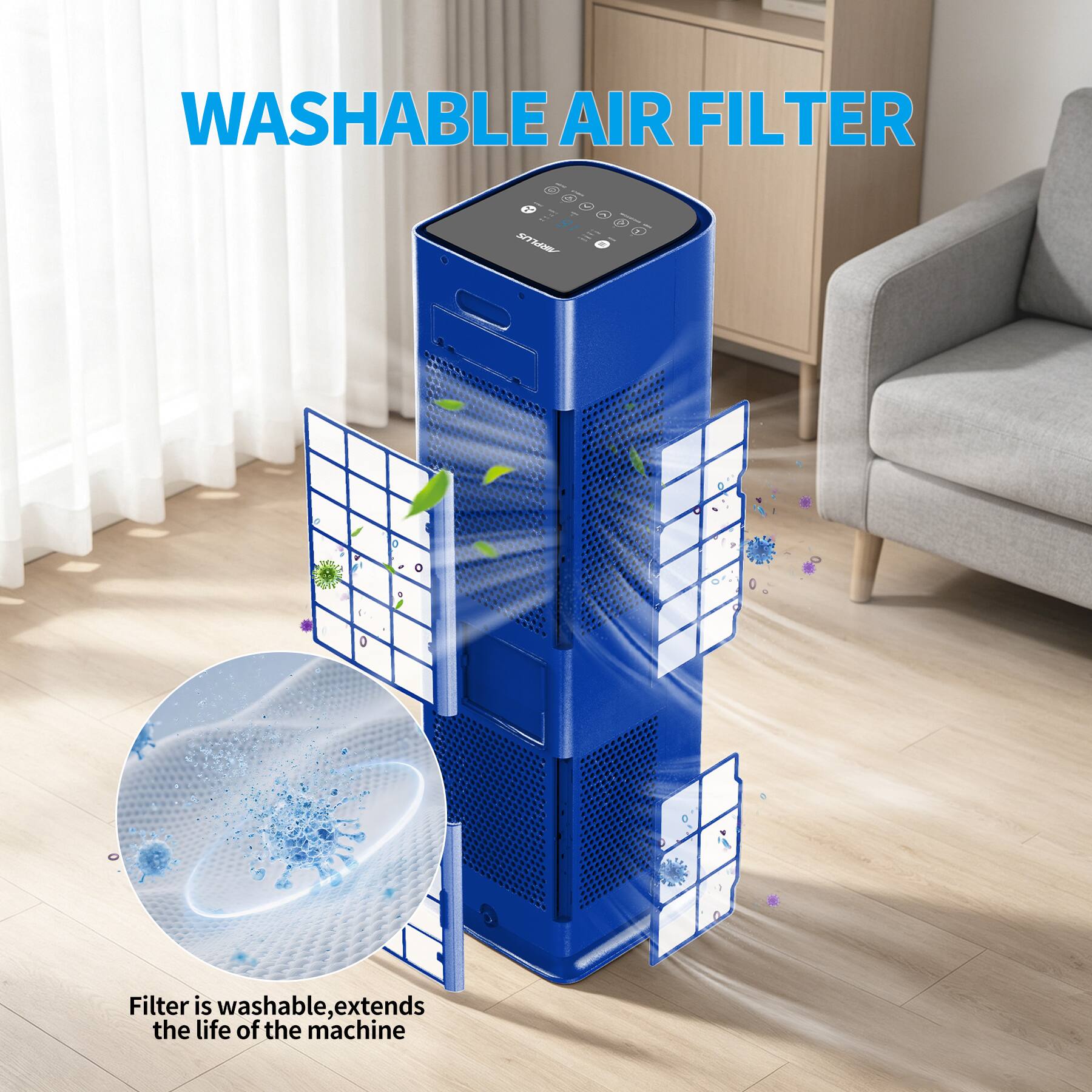 WASHABLE AIR FILTER

Filter is washable, extends the life of the machine