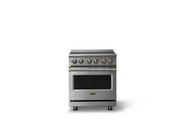 Viking - 30 in. Wide 4 Elements Pro 5 Series 4.7 Cu.Ft. Freestanding Electric Convection Range-/Brushed Brass Trim - Stainless Steel