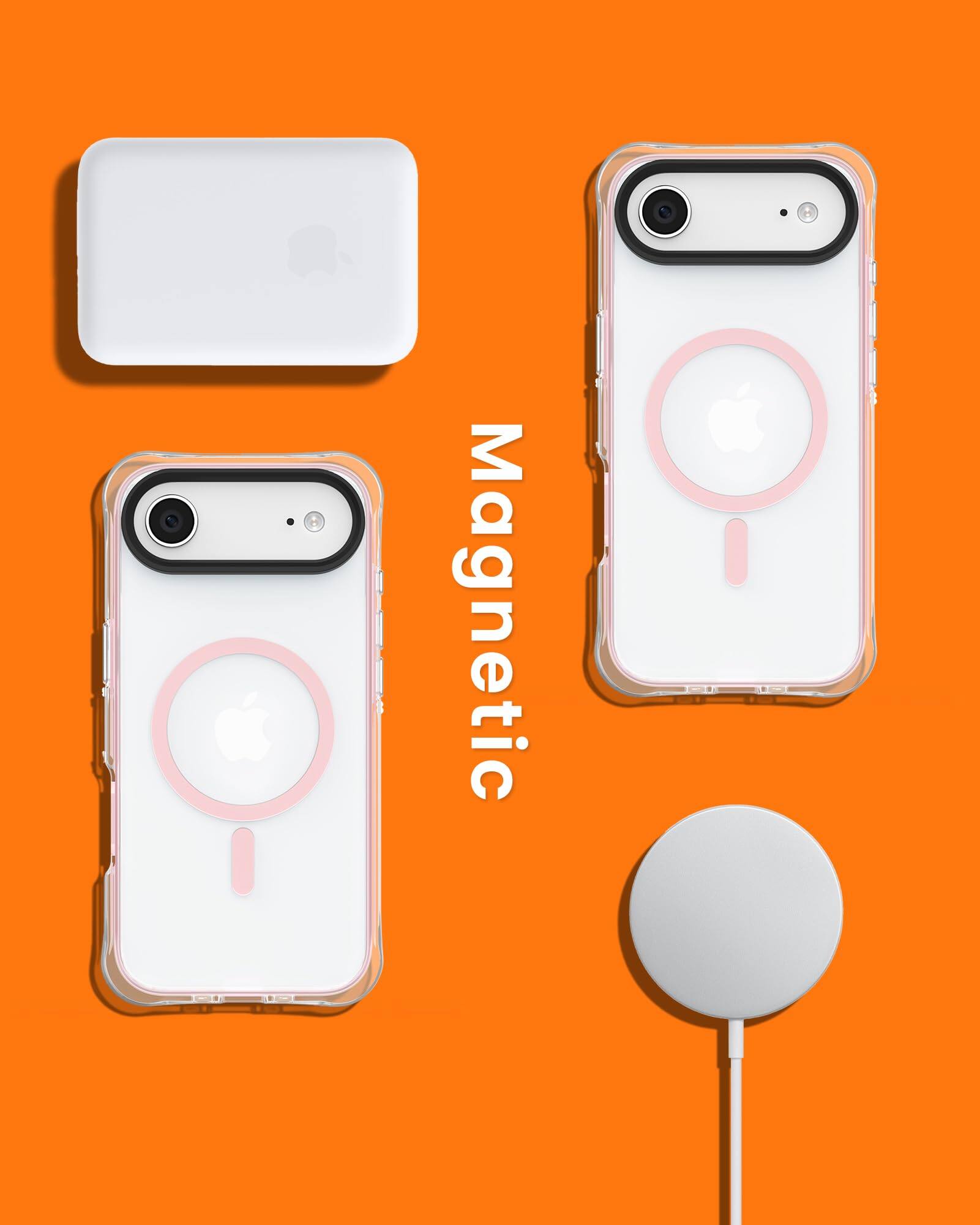 Alt View 6. Ornarto - ORNARTO Air Case for iPhone Air Clear with MagSafe | Camera Control Button | Built-in Air Phone Cover-Pink - Pink.