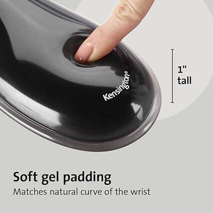 Kensington's 1" tall Soft gel padding  
Matches natural curve of the wrist