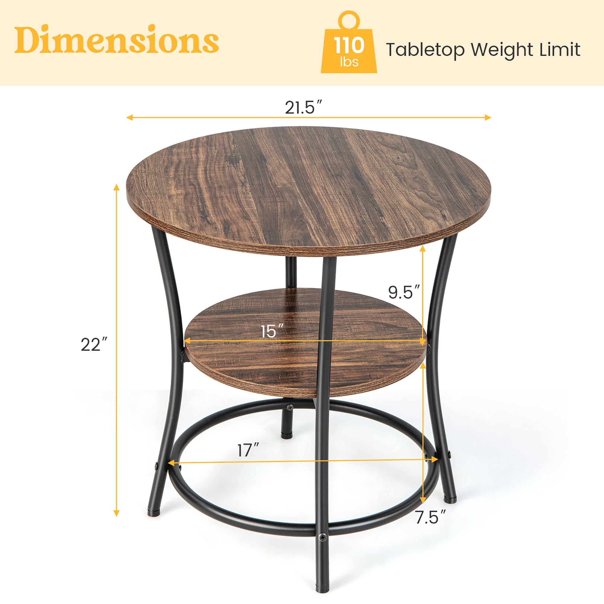 Dimensions: 110 Tabletop Weight Limit: 10 lbs. 21.5" 9.5" 22" 15" 17" 7.5"
