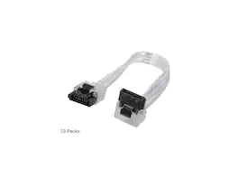 Nippon Labs - SATA3L0.5FT-90/180SL-10P 6" SATA III Male to Male Latching Cable(Flat to Right Angle), Silver - 10 Packs