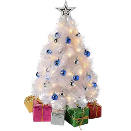 Skar Audio - Diy Mini Christmas Tree With Lights Decorations Table Top Xmas Multicolor Led String Star Topper - White