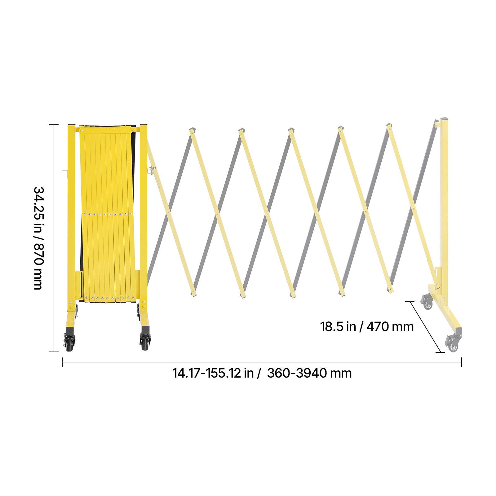 34.25 in / 870 mm  
18.5 in / 470 mm  
14.17-155.12 in / 360-3940 mm