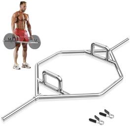 Costway - Heavy Duty Olympic Hex Trap Bar with Flat or Raised Knurled Handles for Squats - Silvr