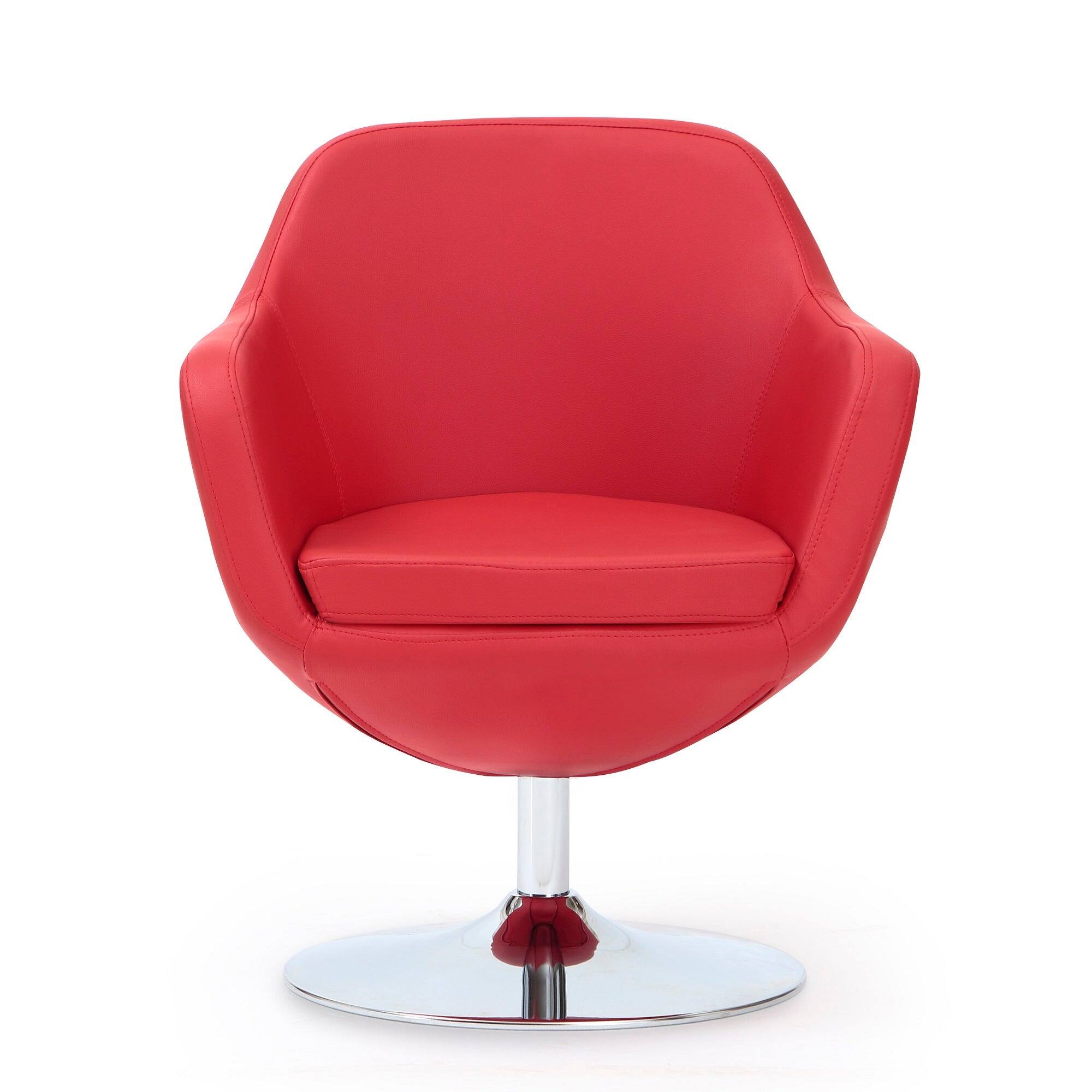Back. Manhattan Comfort - Caisson Modern Upholstered Swivel Lounge Chair - Red.