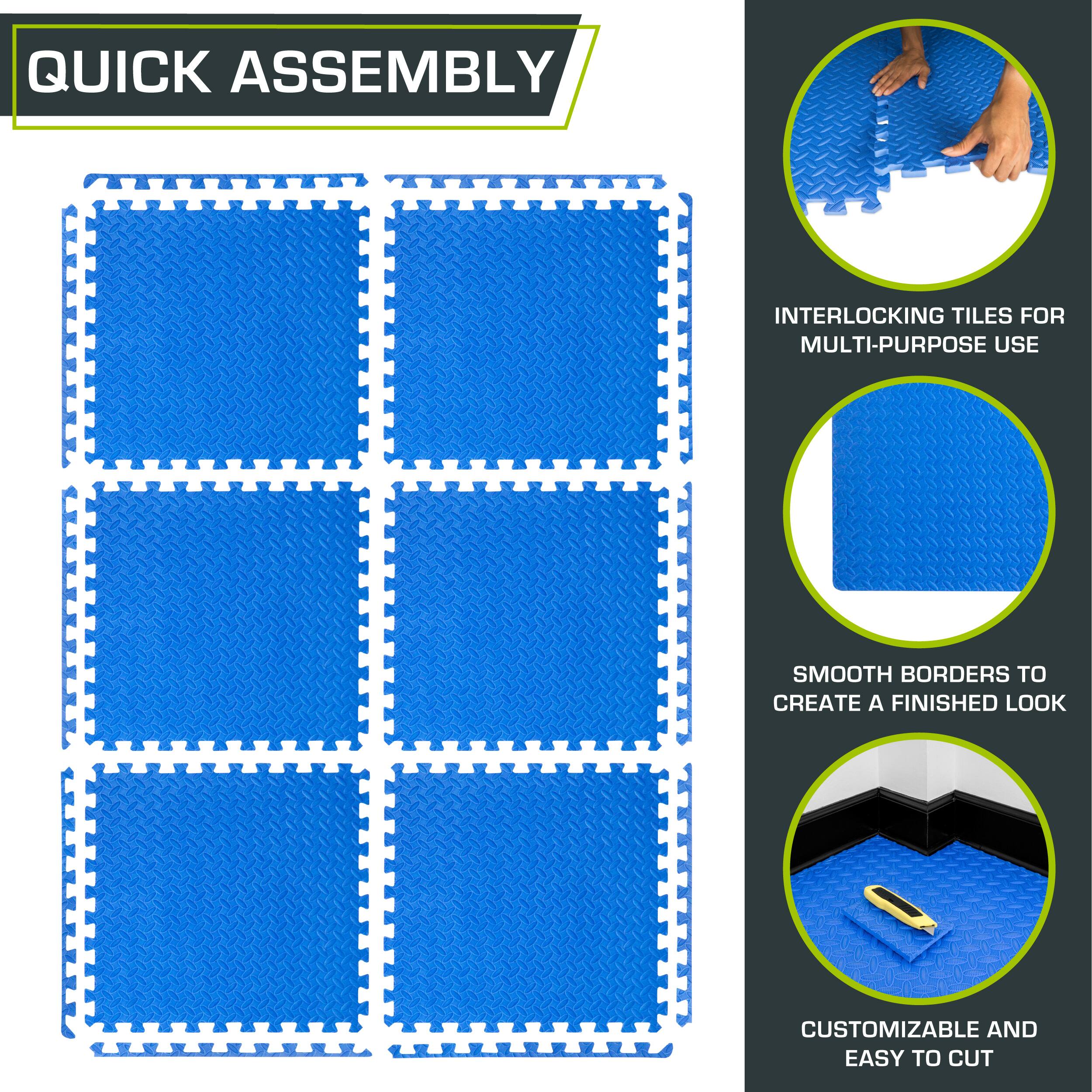 QUICK ASSEMBLY INTERLOCKING TILES FOR MULTI-PURPOSE USE - CREATE A FINISHED LOOK WITH SMOOTH BORDERS AND CUSTOMIZABLE EASY TO CUT