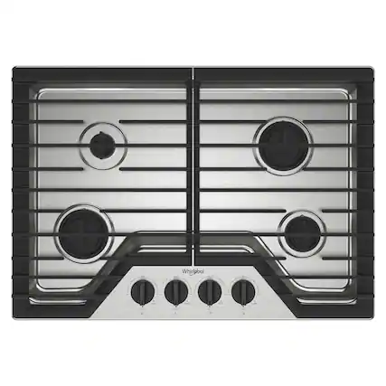 Front. Whirlpool - 30" Built-In Gas Cooktop with SpeedHeat Burner - Stainless Steel.