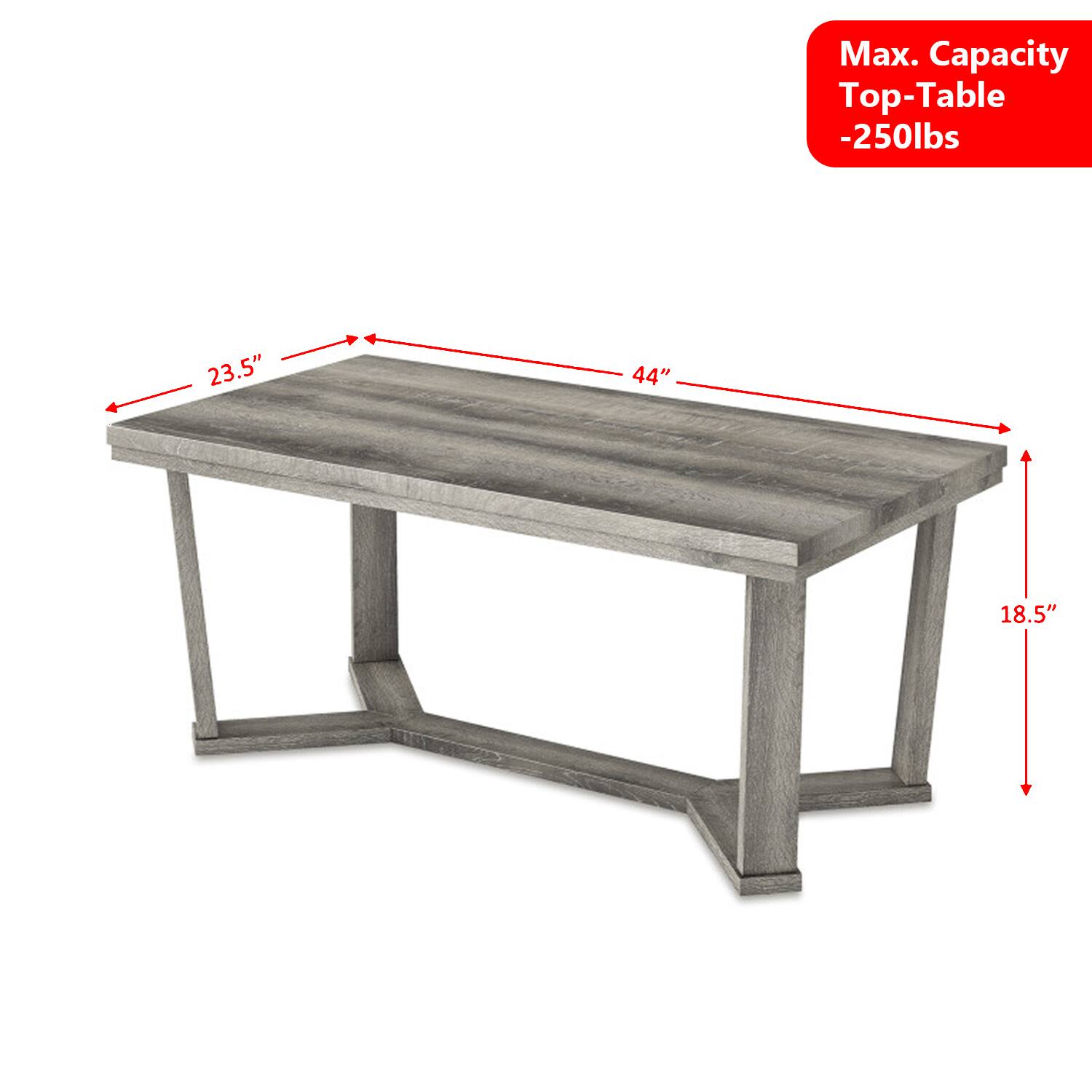 Max. Capacity Top-Table -250lbs  
23.5" x 44" x 18.5"