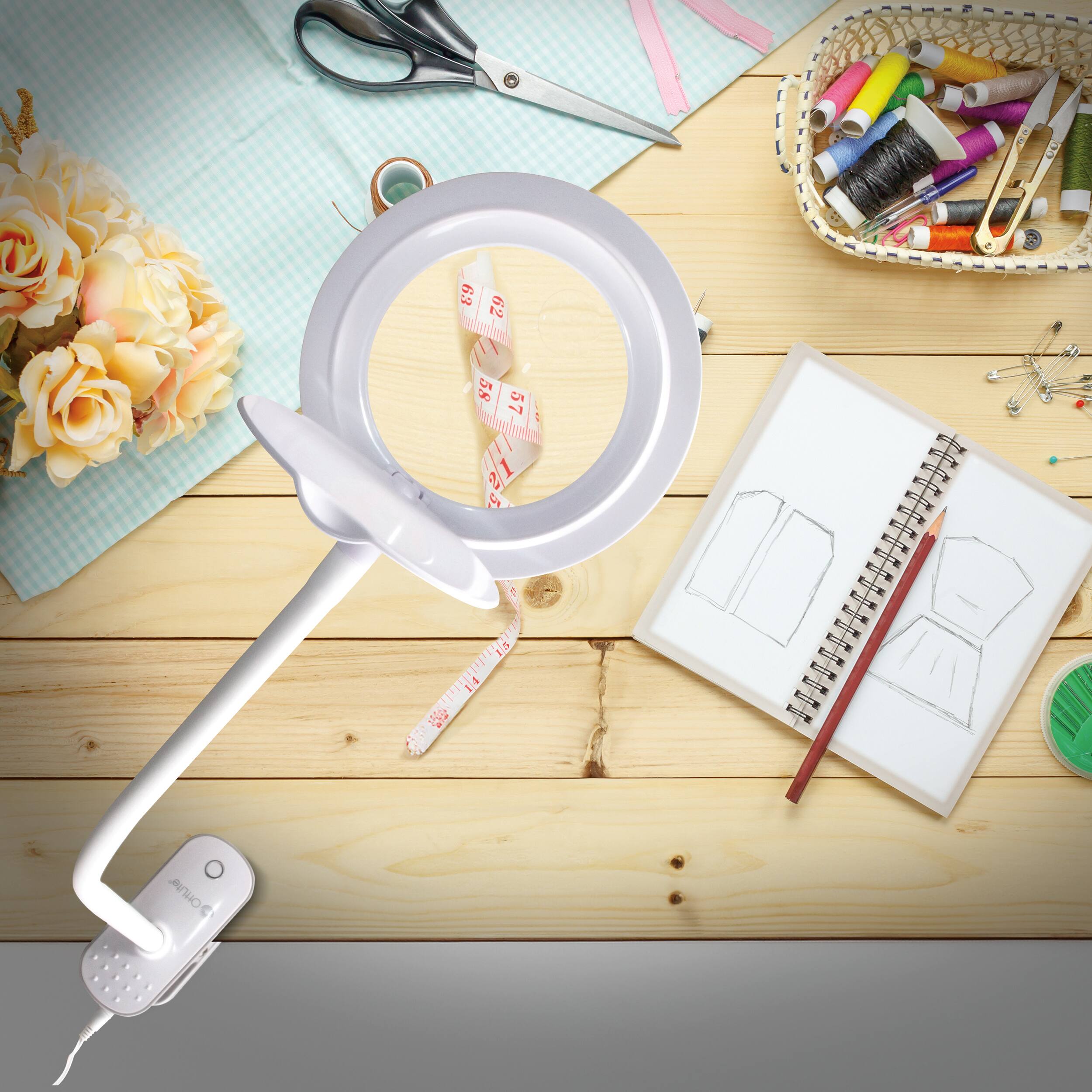 Alt View 5. OttLite - Lighted Magnifier Clip Lamp - White.