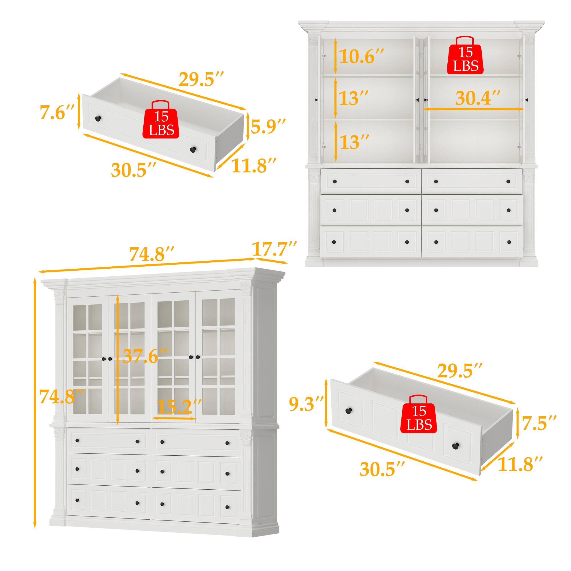 - 7.6" x 29.5" x 15 LBS
- 5.9" x 30.5" x 11.8"
- 10.6" x 13" x 13" x 30.4" x 15 LBS
- 74.8" x 17.7" x 37.6" x 15.2" x 9.3" x 29.5" x 7.5" x 30.5" x 11.8"