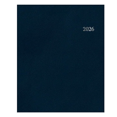 Front. Blue Sky - 2026 Passages 8.5" x 11" Calendar Year Weekly & Monthly Planner, Faux Leather Cover - Navy.