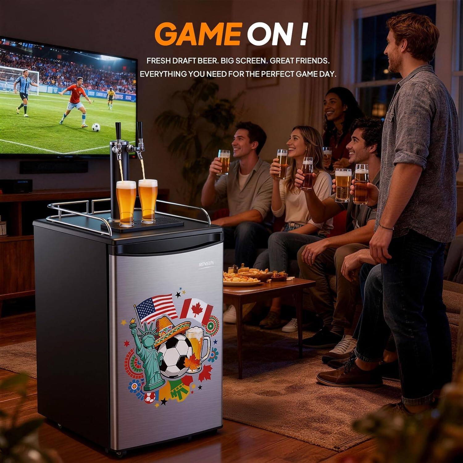 GAME ON!  
FRESH DRAFT BEER. BIG SCREEN. GREAT FRIENDS.  
EVERYTHING YOU NEED FOR THE PERFECT GAME DAY.