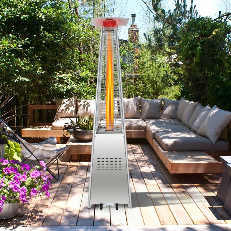 Alt View 4. Mondawe - 42000 BTU Pyramid Patio Heater with Wheels - Silver.