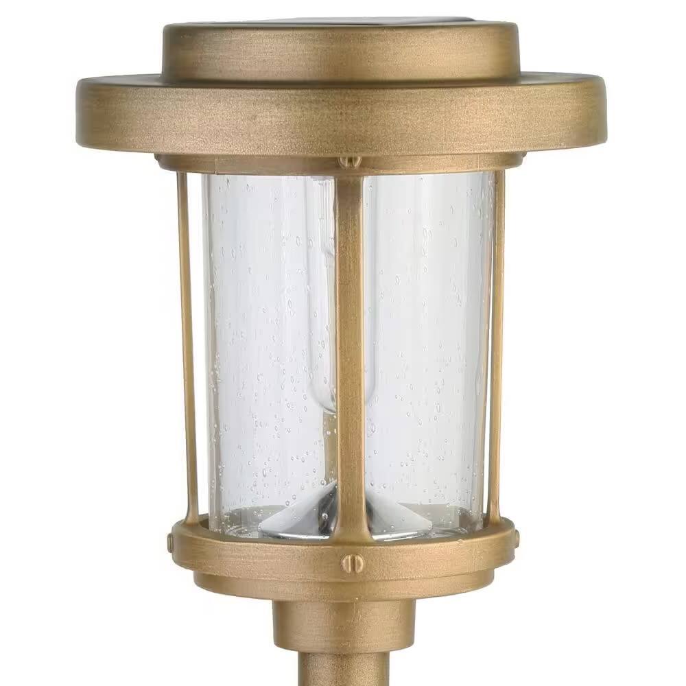 Left. Hivvago - 4 Pack - Gold Outdoor Solar LED Light Set - Weather-Resistant Path Yard Lighting - Gold.