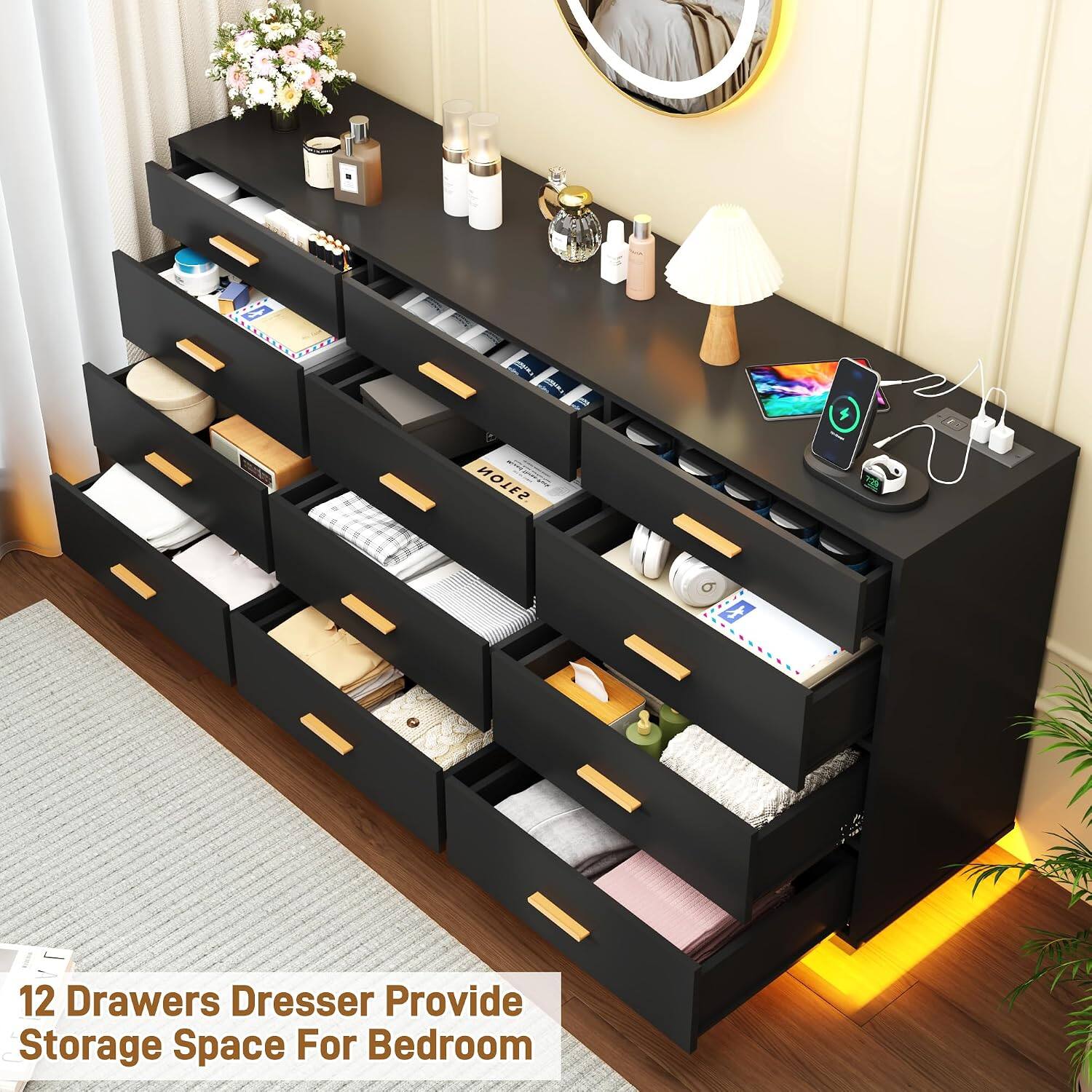 12 Drawers Dresser Provide Storage Space For Bedroom