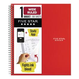 Mead - Wirebound Notebook 1 Subject Wide/Legal Rule Red Cover 10.5 x 8 Sheets