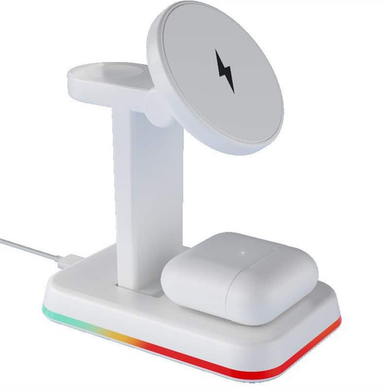 RISOKEYS - MagSafe Charging Stand - Power Adapters for Apple iPhone 12 13 - Foldable Magnetic Side-Mount Charger for Desktop - White