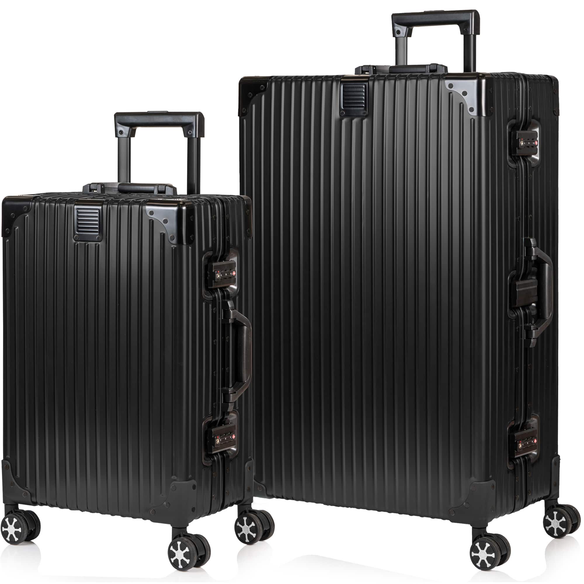 Champs - Elite Aluminum 2-Piece Luggage Set - Black